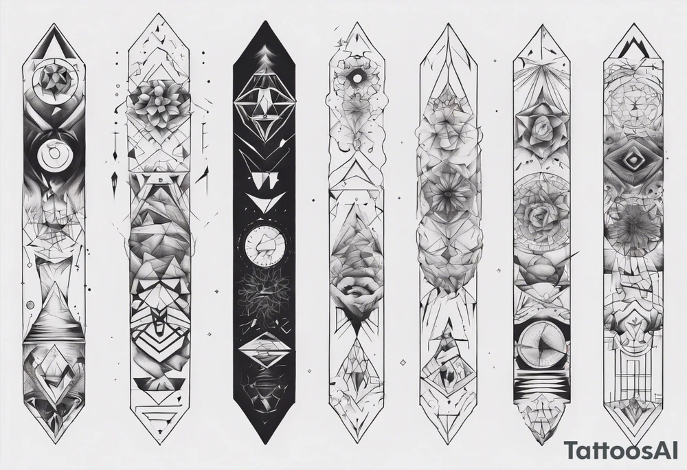 geometrical figures covering entire forearm tattoo idea