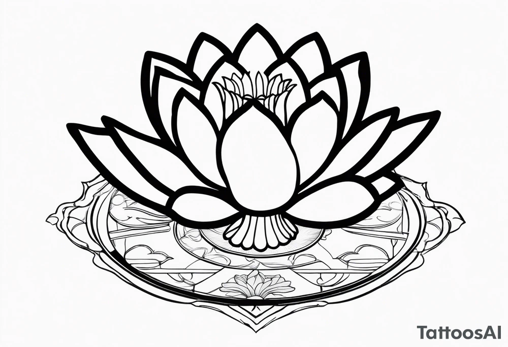Water lilly on top of hour glass with black background tattoo idea