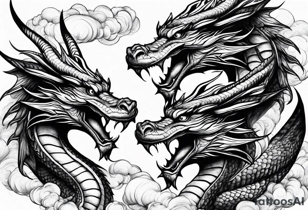 3 dragons are flying tattoo idea