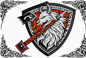 valhalla on fire sword shield axe tattoo idea