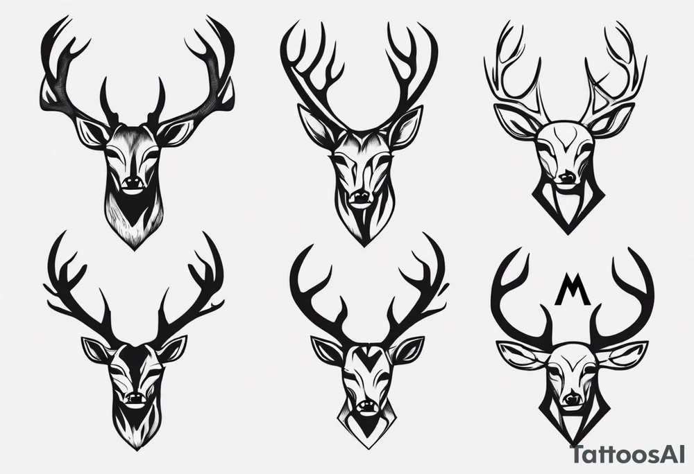 A deer's head and the within the antlers are the letters "M" and "S" tattoo idea
