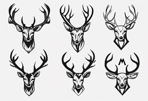 A deer's head and the within the antlers are the letters "M" and "S" tattoo idea