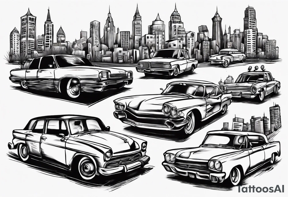 driving around in the city tattoo idea