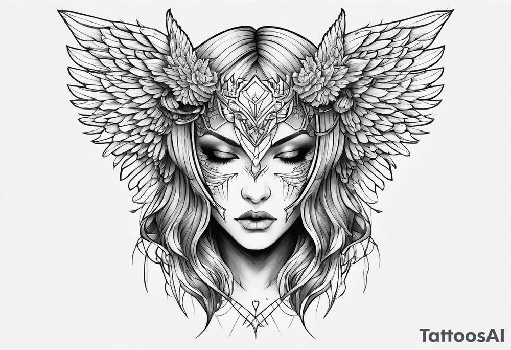 half angel half demon no face with wings open tattoo idea half angel half demon no face with wings open tattoo idea