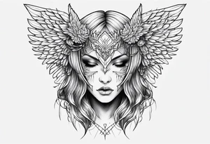 half angel half demon no face with wings open tattoo idea