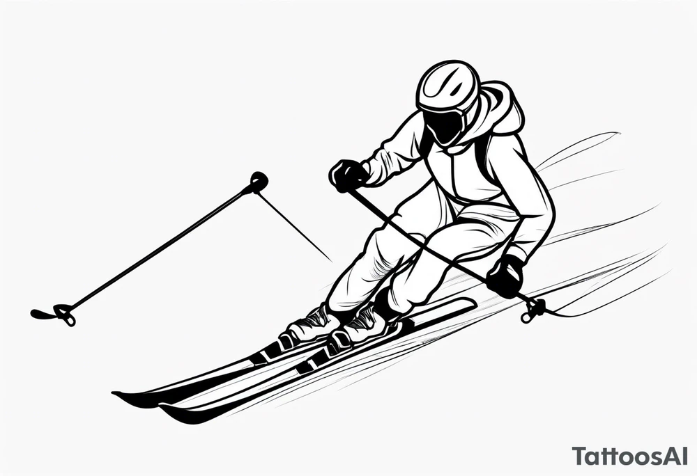 Skier in motion, single line tattoo idea