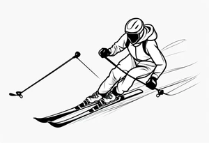 Skier in motion, single line tattoo idea
