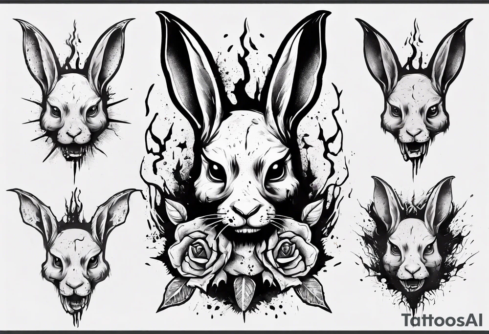 bloody satanic rabbit tattoo idea