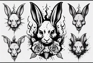 bloody satanic rabbit tattoo idea