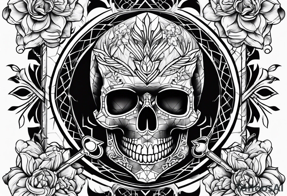 Skull key tattoo idea