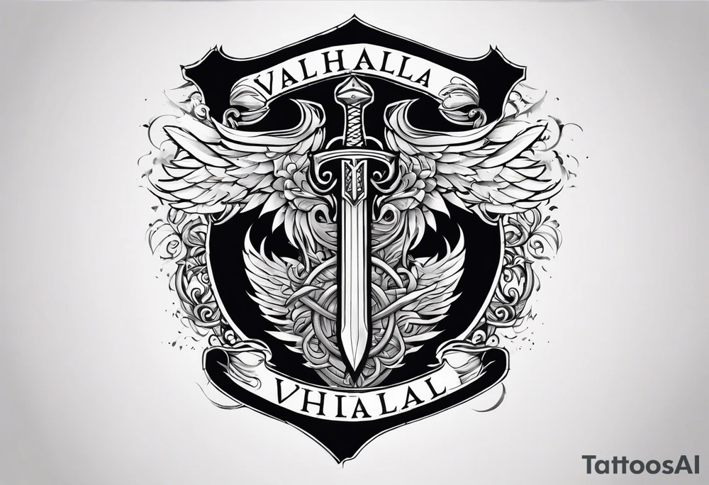 Valhalla sword shield heaven tattoo idea