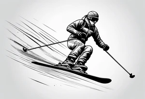 Skier line drawing tattoo idea