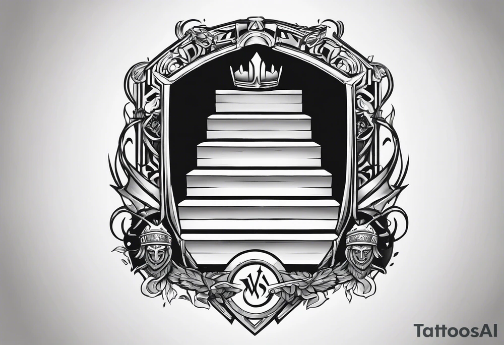 Valhalla sword shield stairs tattoo idea