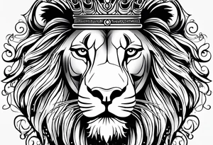 Write in text “Chattha” in cursive font whilst blending it in with some nice shading as a big forearm tattoo adding a lion with a crown tattoo idea