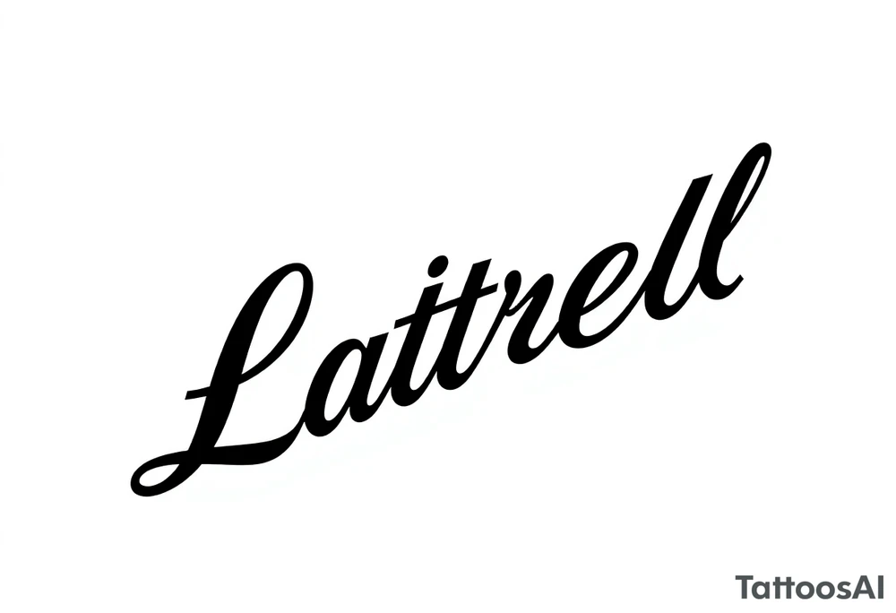 Chicano new school cursive style that says Latrell tattoo idea