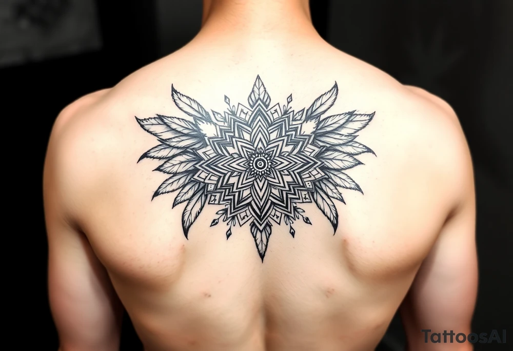 spiritual feathers ornamental mandala shaman tattoo idea