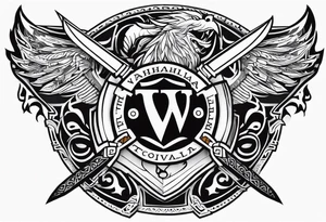 Valhalla fire sword shield warrior tattoo idea