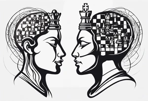 chess brain spiritual design with soft edges tattoo idea