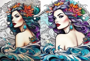 Sea witch pinup style tattoo idea