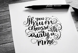 create a tatto using the next lyric: "If you choose to run away with me" tattoo idea