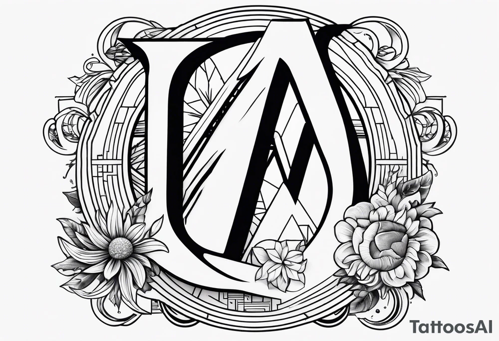 Moon and letter M tattoo idea