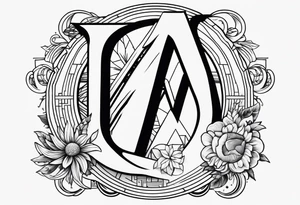 Moon and letter M tattoo idea