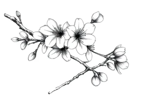 Cherry blossom branchwith rund petals tattoo idea