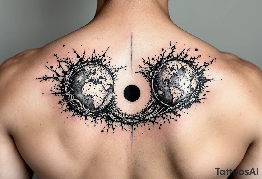 2 different worlds on both sides of a black hole tattoo idea