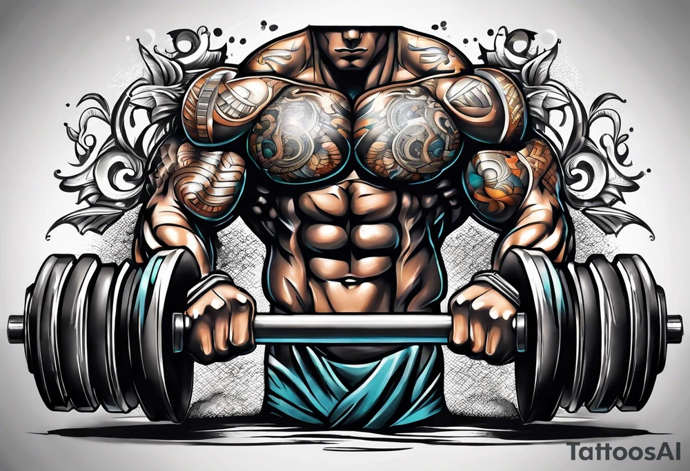 Dumbbell and strength mindset tattoo idea