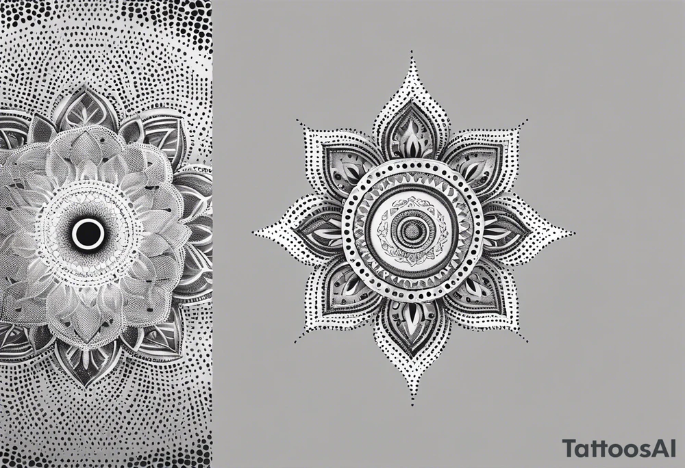 A feminin minimalist mandala with simple dit chain tattoo idea