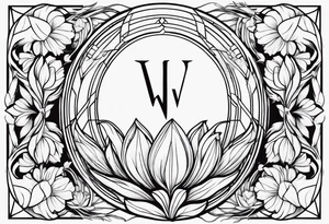 Futuristic design for Virgo zodiac sign and tulips tattoo idea