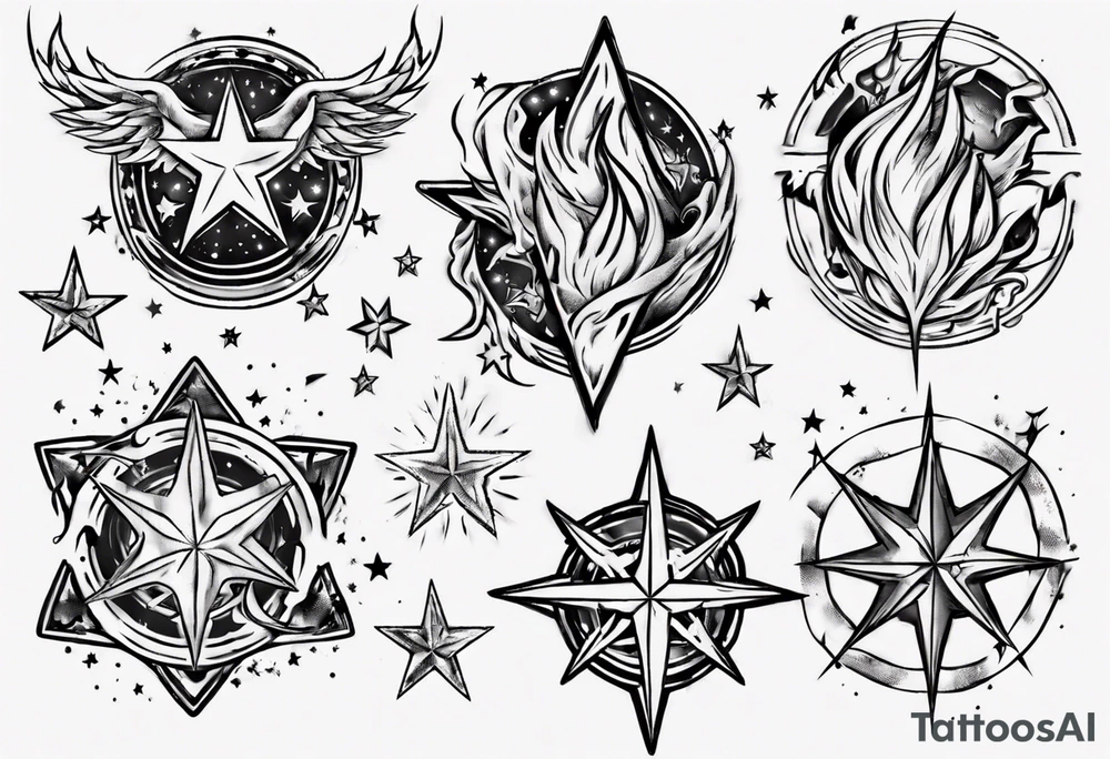 Fire and stars tattoo idea