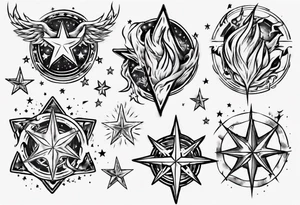 Fire and stars tattoo idea