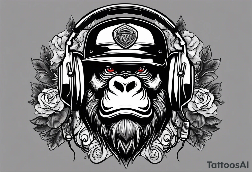 gorilla motorcycle microphone tattoo idea