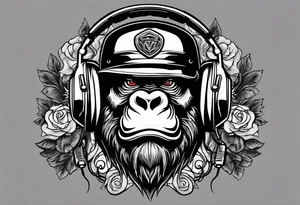 gorilla motorcycle microphone tattoo idea