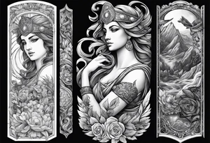 full left arm sleeve with greek mythology tattoo idea