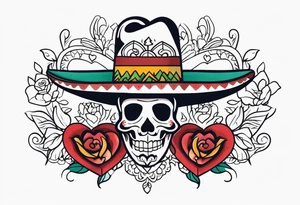 Mexican style tattoo, La pistola y corazón tattoo idea