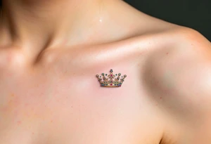 Gold-inked royal crowns with tiny emerald and ruby details. tattoo idea