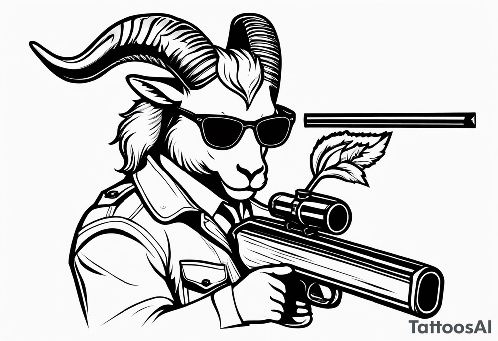 capricorn with sunglasses and shotgun tattoo idea