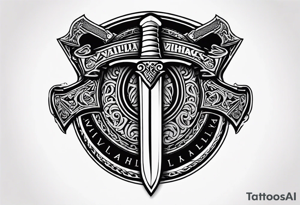 Valhalla viking shield axe sword tattoo idea