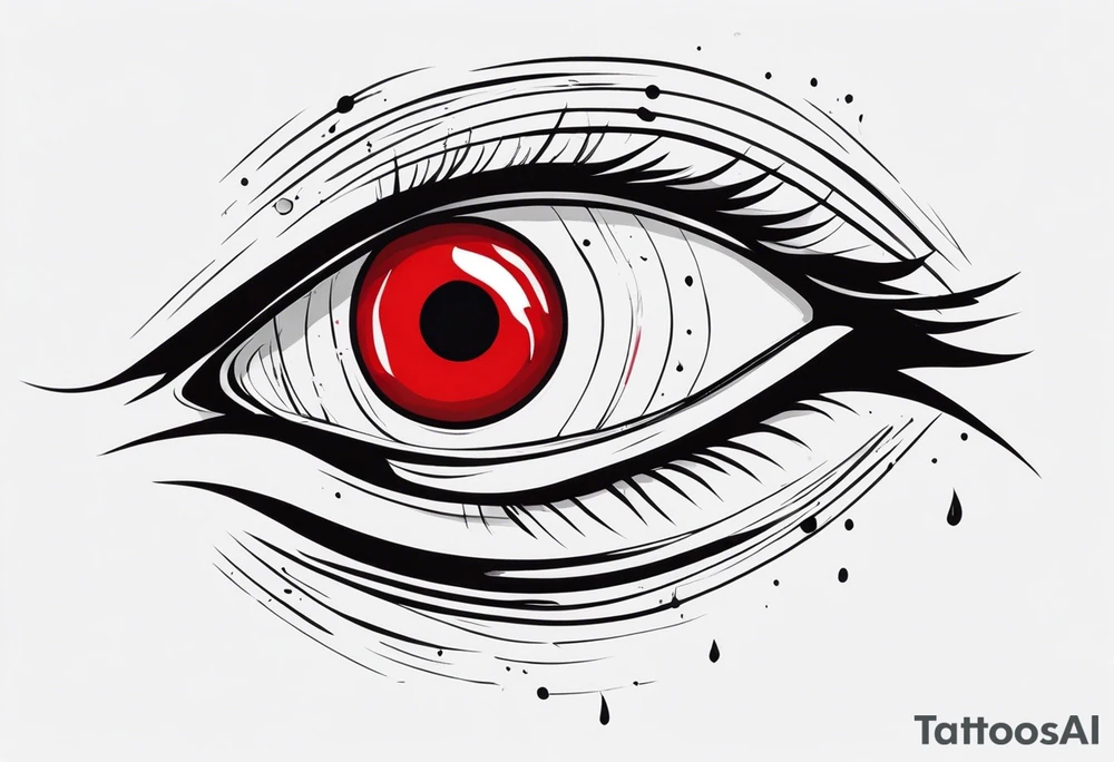 Bleeding one red eye sleeve tattoo design tattoo idea