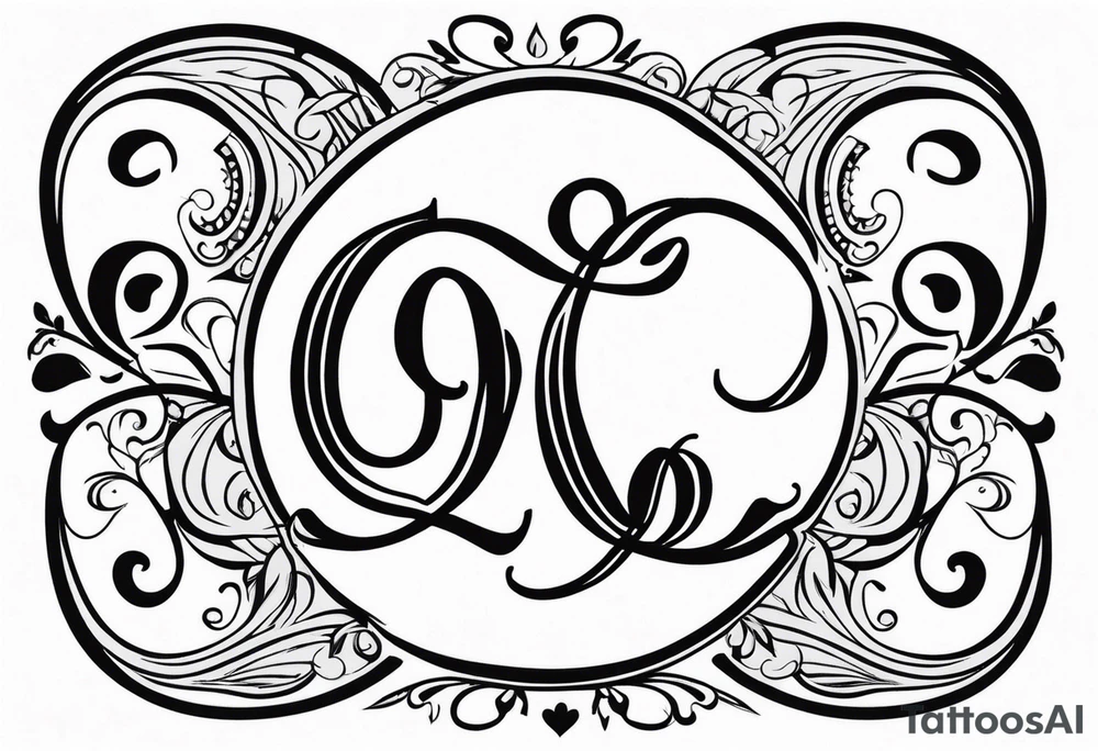 letter Q with a heart tattoo idea