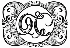 letter Q with a heart tattoo idea