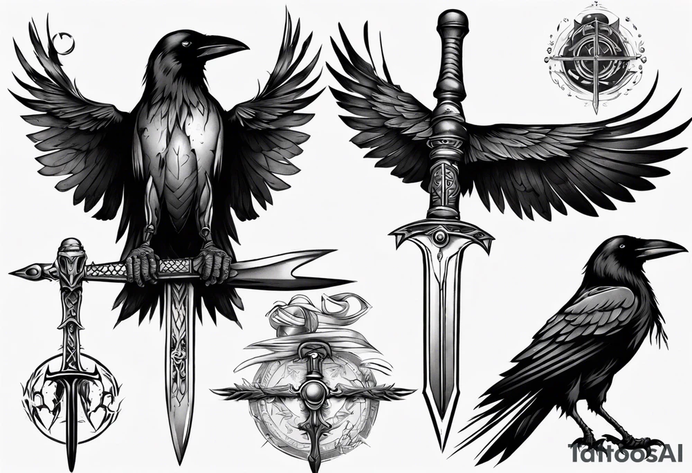 Raven with the sword tattoo idea