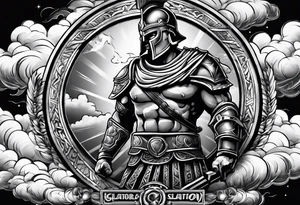coloseum gladiator lightning and clouds tattoo idea