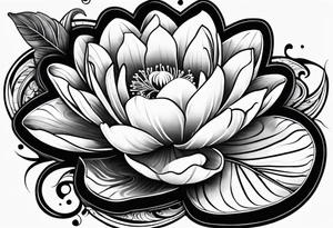 Lilly pad with white flower and crescent moon tattoo idea