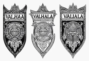 Valhalla viking gods shield hatchet tattoo idea