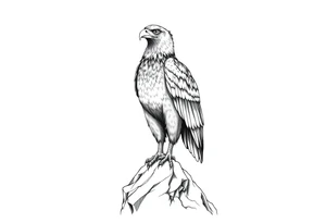 an eagle stands on a rock,landscape. tattoo idea
