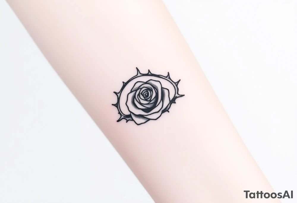 Crown of thorns with a rose in the middle tattoo idea
