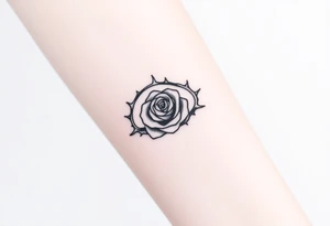 Crown of thorns with a rose in the middle tattoo idea